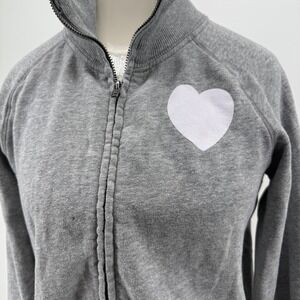 PINK Victoria's Secret Zip Up Sweatshirt Gray Love Logo Womens Large